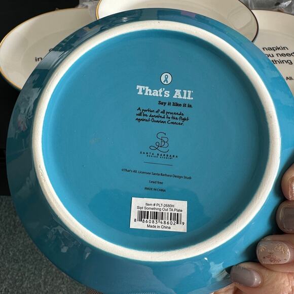 Set of 4 Brand New 6” Dessert Funny Quote Plates - Holiday, New Home Gift - Picture 2 of 4